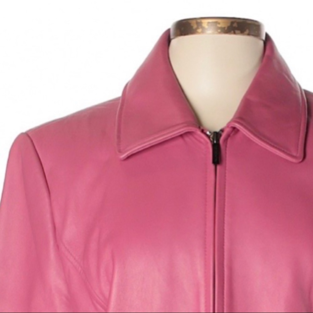 Pink Metallic Leather Jacket - Picture 5 of 6